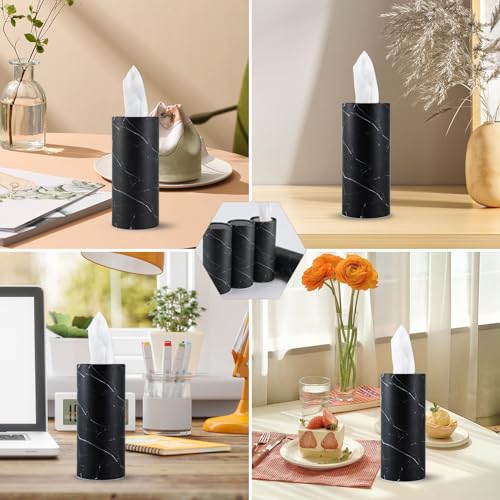 SINGARO Car Tissue Holder, 4 Pack Car Cup Holder Facial Tissues with Travel Tissue Bag, Quick and Convenient Flower Combination Car Tissue Box(4 Canisters/200 Tissues) Black