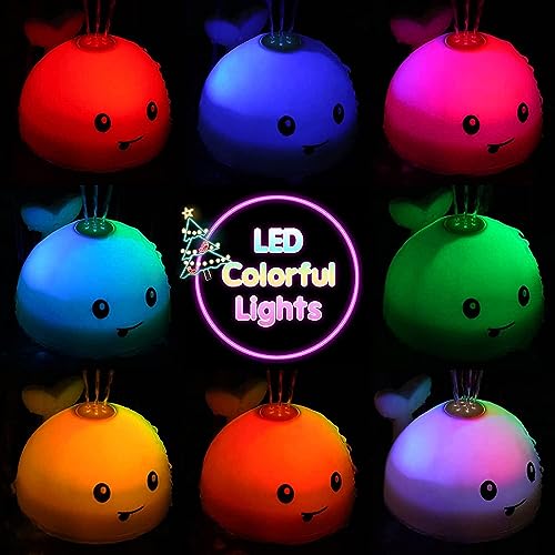 Gigilli Bath Toys for Kids Ages 1-3, Baby Bath Toys 1 2 3 Year Boy Girl Valentines Gifts for Babies 6-12-18 Months, Light Up Whale Bath Toy Sprinkler Toddler Birthday Bathtub Fountain Pool Water Toy