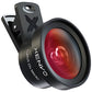 Pro Lens Kit for iPhone and Android, Macro and Wide Angle Lens with LED Light and Travel Case Black