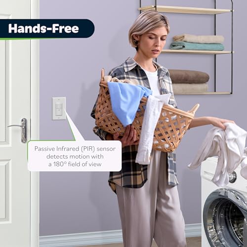 TOPGREENER PIR Motion Sensor Light Switch, Occupancy & Vacancy Motion Sensor Switch, 𝐎𝐩𝐞𝐫𝐚𝐛𝐥𝐞 𝐖𝐢𝐭𝐡𝐨𝐮𝐭 𝐆𝐫𝐨𝐮𝐧𝐝 𝐖𝐢𝐫𝐞, No Neutral Wire, Single Pole, TDOS5-HL-W-2PCS, White