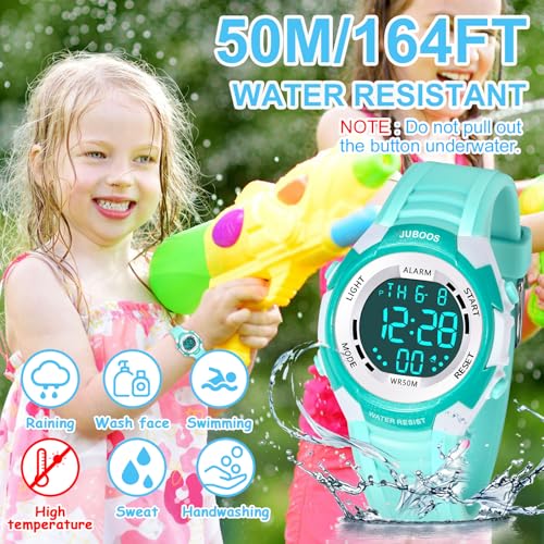 Juboos Kid's Digital Watch for Boys and Girls, Waterproof LCD Digital Sports Kids Watch with 7 Color LED Lights, Stopwatch, Alarm