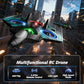 Foam RC Airplane with Cool Led Light, 360° Flip and Headless Mode, Remote Control Airplane RC Plane for Kids Adults Aged 6+, RC Flying Toy for Kids, Birthday Gift - Black Blue