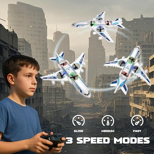 Rc Drone Remote Control Airplane -2.4GHz Foam V17 Jet Fighter Stunt,360° Drop-Resistant Stunt Spin Remote & Light RC Airplane with 2 Batteries for Kids Boys Girls (White)