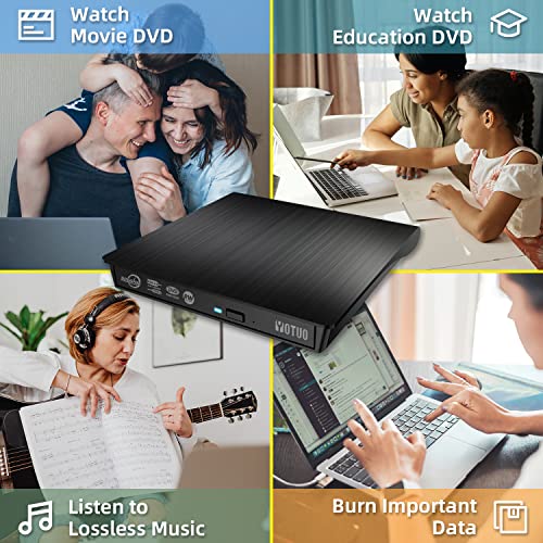 External CD/DVD Drive, Portable USB 3.0 & USB-C CD RW Drive, DVD Player, DVD Burner for Laptop, Desktop, Compatible with Windows 7/8/10/11, Mac, MacBook Pro/Air, Linux (IDD029-2)