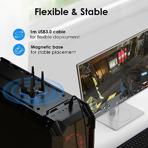 USB WiFi Adapter for Desktop PC, WAVLINK AX1800 WiFi 6 Adapter, Dual Band 2.4GHz/5GHz Wireless Network Adapter with 4x3dBi High Gain Antennas, MU-MIMO, OFDMA, WPA3, Supports Windows 10/11 Only