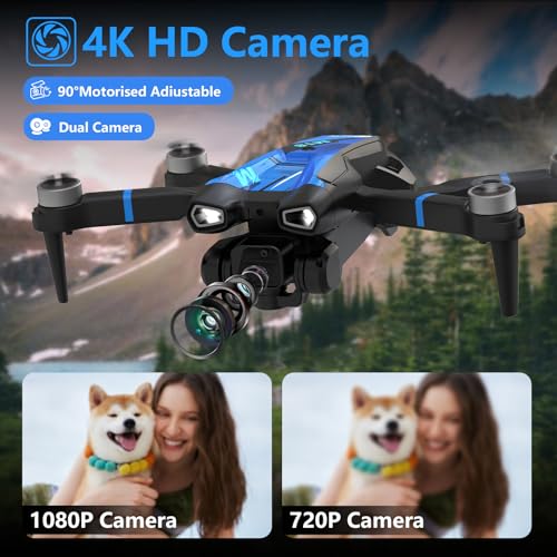 M18LCD Drone with 4K Camera for Adults Drone with Screen on Controller Brushless Motor Optical Flow Positioning Headless Mode One Key Takeoff/Landing RC Quadcopter for Beginners Adults Gifts