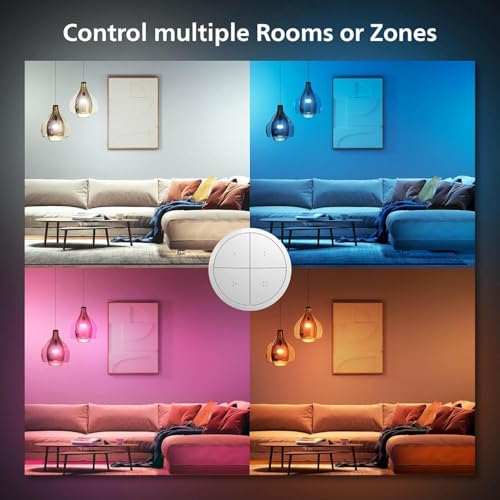 Philips Hue Wall Tap Dial Light Switch, Portable, White - 1 Pack - Requires Lights and Bridge - Smart Home - Easy, No-Wire Installation