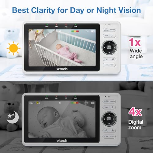 VTech VM901 Smart WiFi Baby Monitor – 1080p Camera, 5" HD Screen, Remote Pan Tilt Zoom, Free App, Night Vision, No Subscription