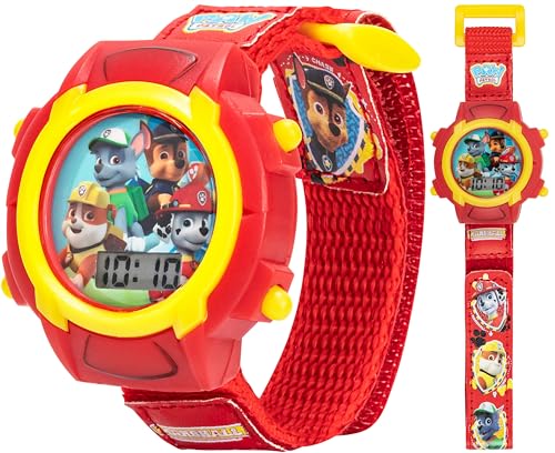 Nickelodeon Paw Patrol Kids Digital Watch with LCD Display, Velcro Strap, Chase, Marshall, Rubble & Rocky, Perfect for Young Fans Learning to Tell Time, Ideal Gift for Kids Ages 3+