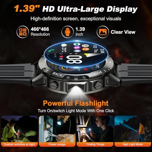 Smart Watch for Men Fitness Tracker: Smart Watches for Android Phones iPhone Bluetooth Waterproof Make Answer Call Digital Mens Watches Heart Rate Monitor Running Smartwatch Samsung Compatible
