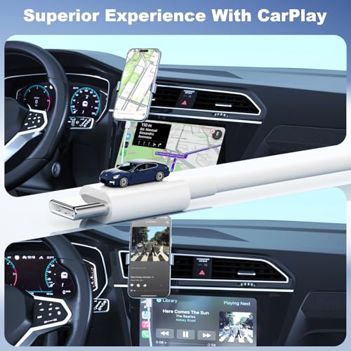 Car Carplay Cable for iPhone 17/Pro Max/Air/15/16 Pro Max/Plus/16e,6FT 2Pack USB A to USB C for iPhone USB C Cord,USB C Cable for iPad Pro/iPad Air Android Charger Cord Type-C Charging Cable,White