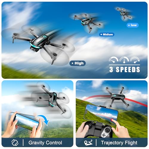 Drone with Camera for Adults and Beginners, 1080P HD FPV Foldable Mini Drone for Kids, 2 Batteries, Carrying Case, Trajectory Flight, Gravity Control, One-Key Takeoff/Landing, 360° Flip, Toys for Gift