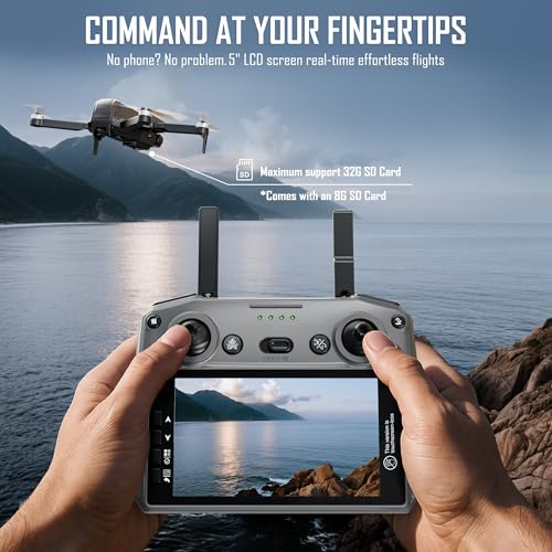 GPS Drone with 4K Camera for Adults, FPV RC Quadcopter, 5-inch LCD Tablet Screen, Auto Return, GPS Follow, Circle Fly, 60-min Flight Time,Brushless Motor, Lightweight Foldable Drone for Beginners