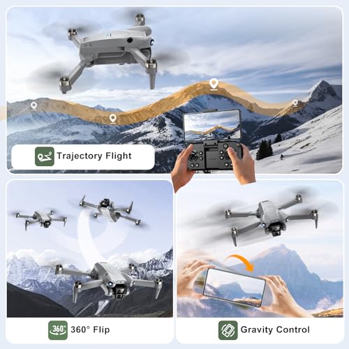 PRO Drone with Camera for Adults 4K,Brushless Motors Drone for Kids Beginners,40mins Flight Time with 2 Batteries,FPV Foldable RC Quadcopter,Toys Gifts for Teen Boys Girls, Beginner（Grey）
