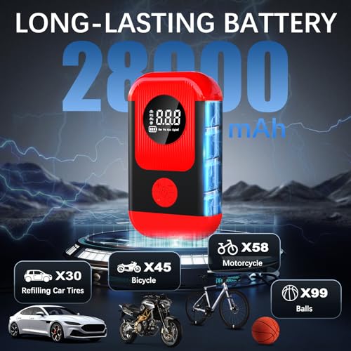 ApexNexus Tire Inflator Portable Air Compressor & Car Jump Starter, Cordless Air Pump with LED Light & Pressure Gauge for Auto,Motorcycles,Bikes,Balls.