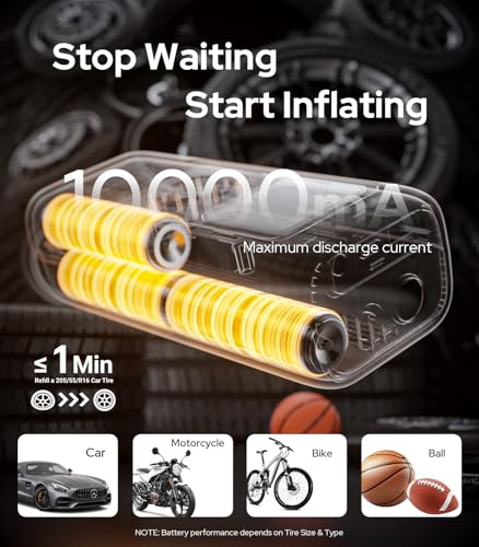 WARWOLF 160PSI Tire Inflator Portable Air Compressor, Electric Air Pump for Car Tires with Pressure Gauge, Dual Power 12V DC, LED Light, Auto Shut-Off, Tire Pump for Auto, Motorcycle, Bicycle, Balls