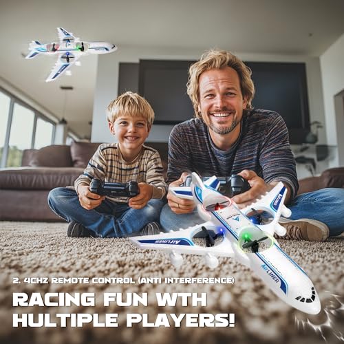 Rc Drone Remote Control Airplane -2.4GHz Foam V17 Jet Fighter Stunt,360° Drop-Resistant Stunt Spin Remote & Light RC Airplane with 2 Batteries for Kids Boys Girls (White)