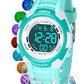 Juboos Kid's Digital Watch for Boys and Girls, Waterproof LCD Digital Sports Kids Watch with 7 Color LED Lights, Stopwatch, Alarm