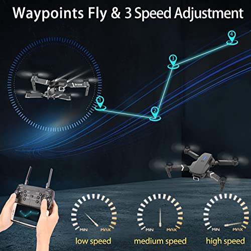 MOCVOO Drone With 1080P Camera for Adults Beginners Kids, Foldable RC Quadcopter, Toy Drones Gifts, FPV Drone Video, 2 Batteries, Carrying Case, One Key Start, Headless Mode, Waypoints fly, 360° Flips