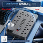 6 FT Flat Plug Surge Protector Power Strip, 11 Multiple AC Outlets with 6 USB Ports (2 USB C), 6 Feet Extension Cord, 1250W/10A