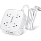 6 Ft Surge Protector Power Strip - 8 Widely Outlets with 4 USB Ports, 3 Side Outlet Extender with 6 Feet Extension Cord, Flat Plug, Wall Mount (White)