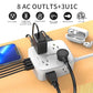 6 Ft Surge Protector Power Strip - 8 Widely Outlets with 4 USB Ports, 3 Side Outlet Extender with 6 Feet Extension Cord, Flat Plug, Wall Mount (White)