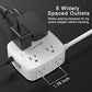 6 Ft Surge Protector Power Strip - 8 Widely Outlets with 4 USB Ports, 3 Side Outlet Extender with 6 Feet Extension Cord, Flat Plug, Wall Mount (White)