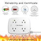 6 Ft Surge Protector Power Strip - 8 Widely Outlets with 4 USB Ports, 3 Side Outlet Extender with 6 Feet Extension Cord, Flat Plug, Wall Mount (White)