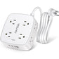 6 Ft Surge Protector Power Strip - 8 Widely Outlets with 4 USB Ports, 3 Side Outlet Extender with 6 Feet Extension Cord, Flat Plug, Wall Mount (White)