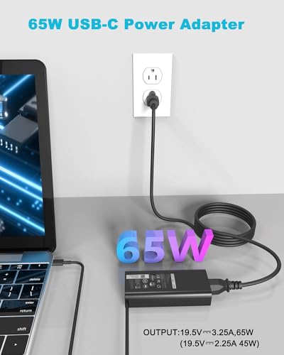 60W 65W USB C Laptop Charger Compatible with Dell Latitude 5540 5550 5420 5450 3550 7420 3540 3450 5520 7440 7430 5530 5430 e5440 for Chromebook XPS