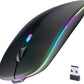 Wireless Bluetooth Mouse, Rechargeable, LED, Silent, Ultra-thin Design (Bluetooth 5.2 and 2.4GHz USB Receiver) | Portable Computer Mouse for Laptops, iPads, MacBooks and Apple Devices (Black)