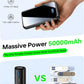 Portable Charger,50000mAh Power Bank Built-in Cable, 22.5W PD USB C In & Out Fast Charging, External Battery Pack with 6 Output & 2 Input, Travel Camping Essential for iPhone 17/16/15/14/13/12,Android