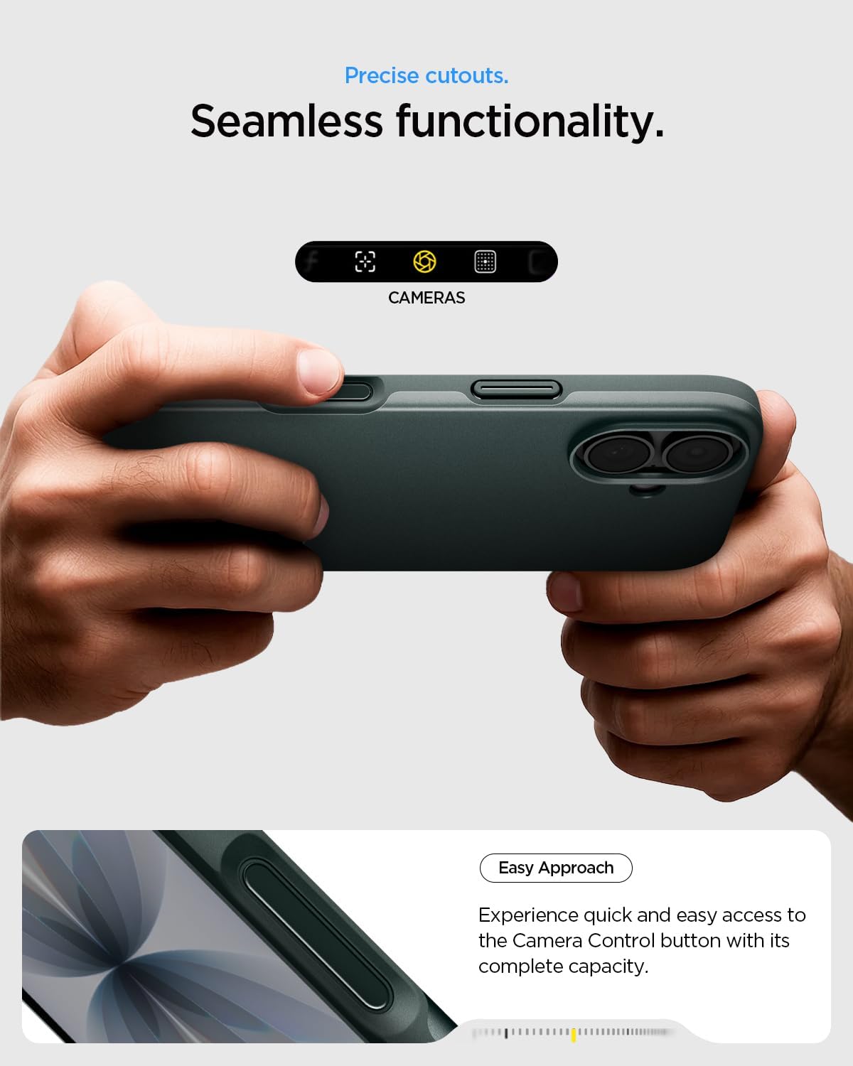 Spigen for iPhone 17 Case, Thin Fit MagFit [TPU Covered Camera Control] [Compatible with MagSafe] - Abyss Green
