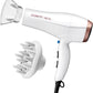Conair Double Ceramic Ionic Hair Dryer, 1875W Blow Dryer with Diffuser & Concentrator (White)
