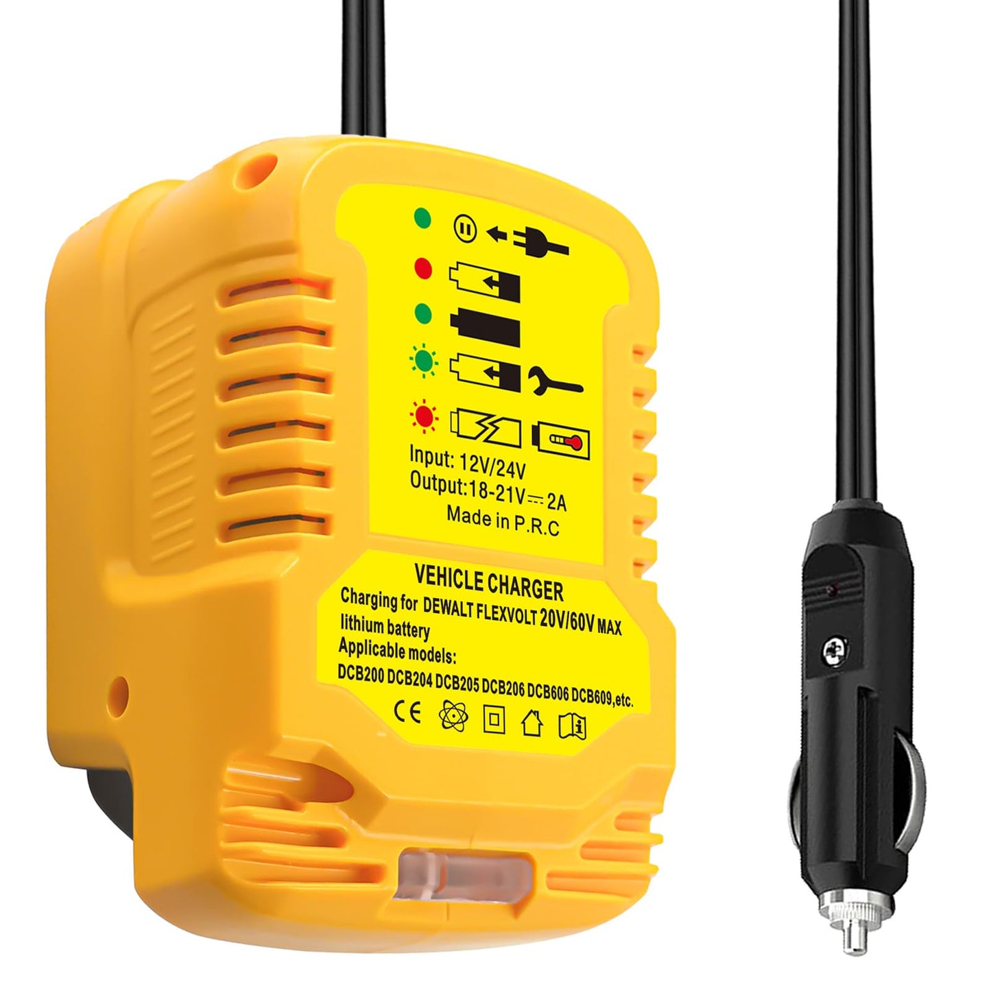 Car Battery Charger Replace for Dewalt 20V 60V MAX Lithium Ion Battery Charger DCB203 DCB201 DCB204 DCB206 DCB606 DCB609 Vehicle Charger(NOT for 12V)