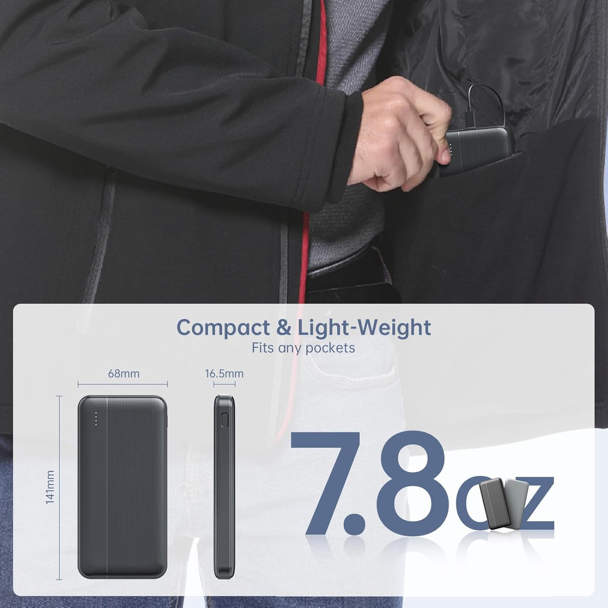 Heated Vest Battery Pack 5V 2A 10000mAh 2 Pack Power Bank Fits for DR.Prepare/KOVNLO/TIDEWE Electric Heating Jacket/Stadium Seat Cushion/Coat/Blanket External Portable Charger for iPhone, Tablet