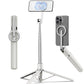 TONEOF 68" Magnetic Selfie Stick Tripod with Aluminum Strong Magnetic Holder for Magsafe, 360° Rotatable Travel Phone Tripod Stand with Metal Ring & Rechargeable Remote for iPhone/Android(Beige Gray)