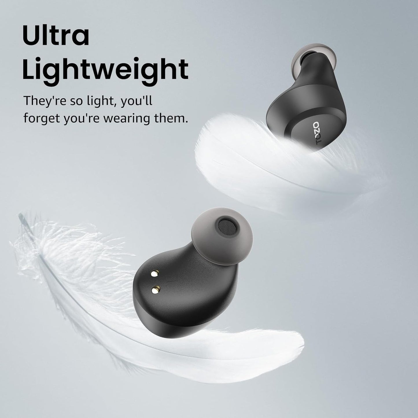 TOZO A1 Wireless Earbuds Bluetooth 5.3 Light Weight in Ear IPX5 Waterproof Headphones 2 Mic for AI Calls, Immersive Premium Sound Bass Headset with Charging Case, 32 Presets EQ Customization via App