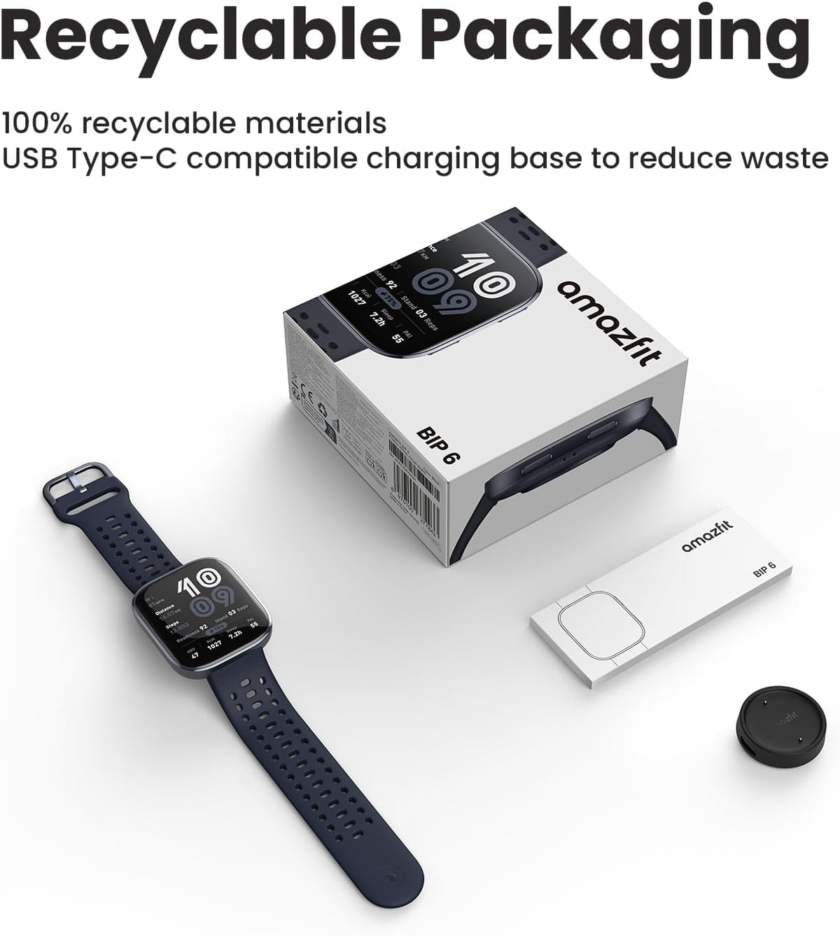 Amazfit Bip 6 Smart Watch 46mm, 14 Day Battery, 1.97" AMOLED Display, GPS & Free Maps, AI, Bluetooth Call & Text, Health, Fitness & Sleep Tracker, 140+ Workout Modes, 5 ATM Water-Resistance, Black