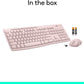 Logitech MK270 Wireless Keyboard and Mouse Combo for Windows, 2.4 GHz, 8 Multimedia Keys, PC, Laptop, Wireless Keyboard Compact Mouse Combo - Rose