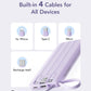 VRURC Portable Charger Power Bank, 10000mAh Travel Essentials Battery Pack, 5 Outputs 2 Inputs Slim Charging Bank Built-in Cables Cords for iPhone 17 16 15 14 13,Samsung,Android-Lavender(1 Pack)