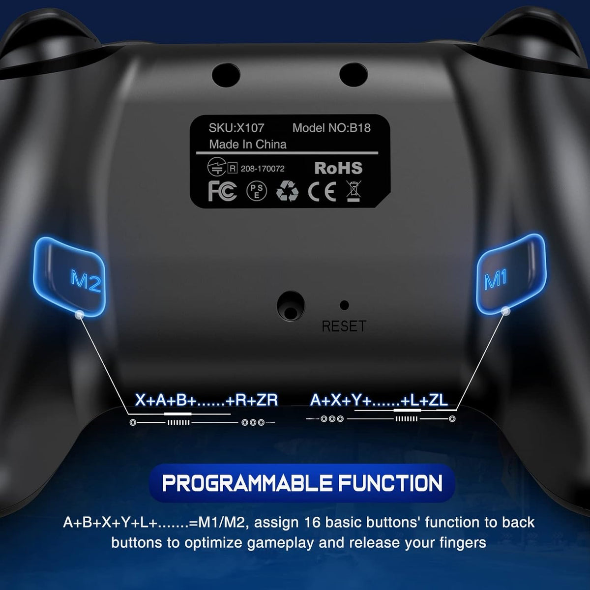wireless switch controller for nintendo switch / switch 2 / lite / oled with back touch buttons, wake-up, programmable & turbo function
