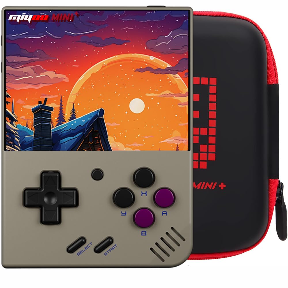 Gift for Men Women, Miyoo Mini Plus with Portable Case Retro Emulator Handheld Game Console with WiFi & RTC, Christmas Stocking Stuffers for Men, Mens Gifts for Dad,Husband, Gray