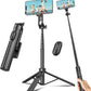50” Selfie Stick Tripod for iPhone – Extendable Travel Phone Stand with Remote Control (Black)