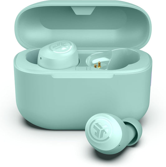 JLab Go Air Pop+ True Wireless Earbuds, in Ear Headphones, Bluetooth Earphones, 35H Playtime Ear Buds, Bluetooth Earbuds with Microphone, USB-C Charging Case, Dual Connect, EQ3 Sound, Mint Green