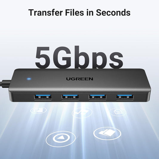 UGREEN USB 3.0 Hub, 4 Ports USB A Splitter Ultra-Slim USB Expander for Mouse, Keyboard, Flash Drive, U Disk, Printer Compatible with Laptop, Desktop PC, Xbox, PS5, and More