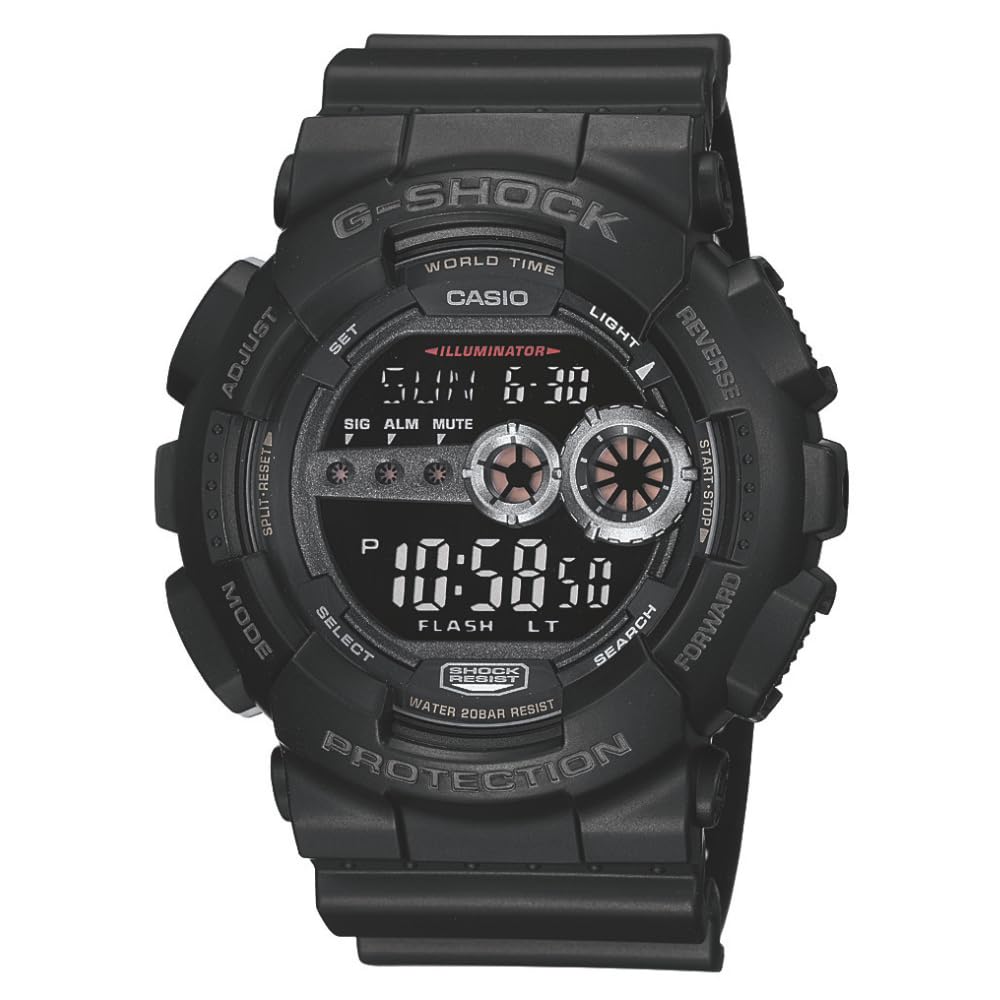 Casio G-Shock GD100-1B | Men's Tough Digital Watch | 200M Water Resistant | High-Brightness LED | Dual Time & 7-Year Battery