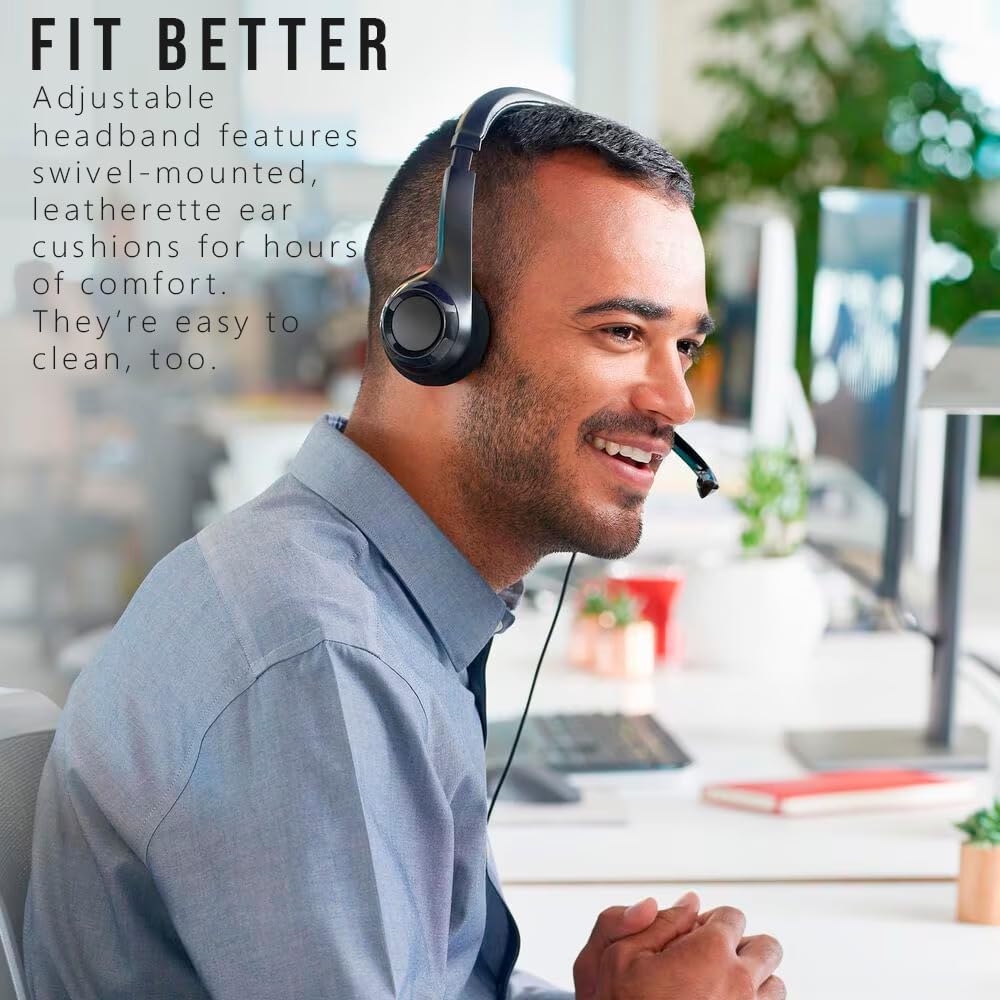 Logitech H390 Wired Headphones with Mic, USB-A Headset with Microphone for PC, Noise Cancelling Microphone for Video Meetings, Music, Gaming - Black