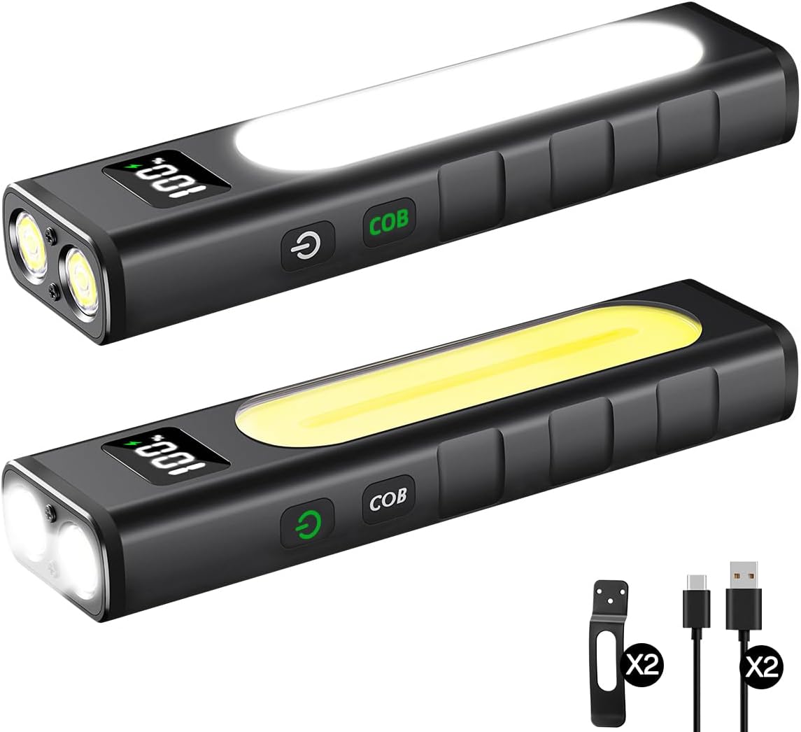 Rechargeable Flashlights High Lumens 1800, Flat EDC Flashlight Rechargeable, Magnetic Pocket Flashlight Super Bright, Powerful LED Flashlight for Home, Tactical Flash Lights as Christmas Gifts for Men