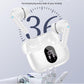 Wireless Earbuds, Bluetooth 5.4 Headphones Bass Stereo, Ear Buds with Noise Cancelling Mic, LED Display in Ear Earphones Clear Calls, IP7 Waterproof Bluetooth Earbuds for Laptop/Phones/Sports, White